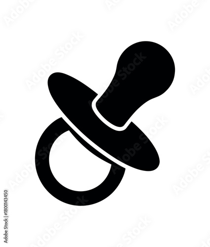 pacifier flat black solid vector illustration isolated on white background