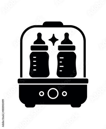 baby bottle sterilizer flat black solid vector illustration isolated on white background