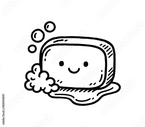 handdrawn cute doodle style baby soap bar vector line illustration