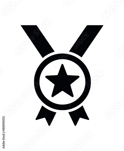 medallion flat black solid vector illustration isolated on white background