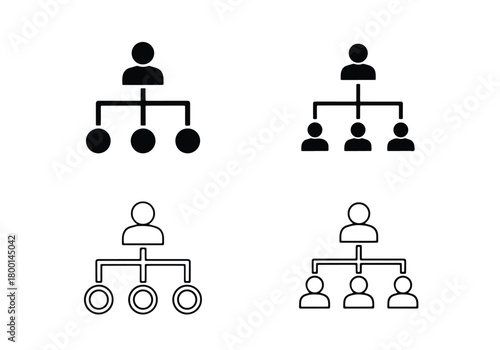 Organizational chart icons set hierarchy business structure - Vector icon symbol for website - Icon vector - Blue icon vector - Line and glyph solid icon set