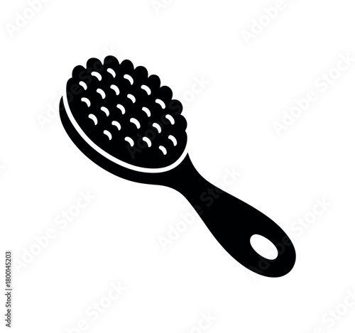 baby hairbrush flat black solid vector illustration isolated on white background