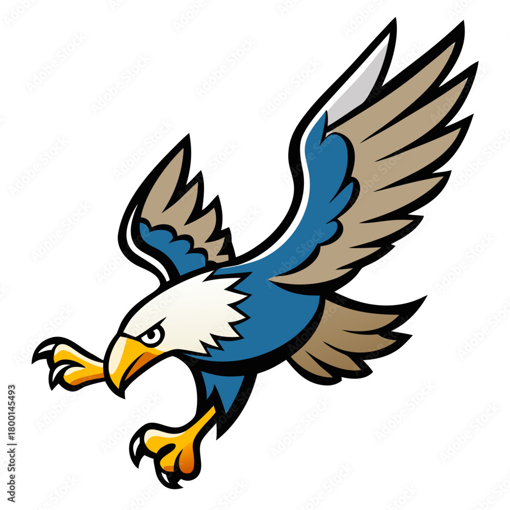 Obraz premium Stylized bald eagle in flight with talons extended