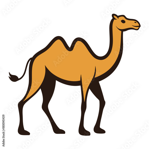 Stylized illustration of a camel with two humps on a white background