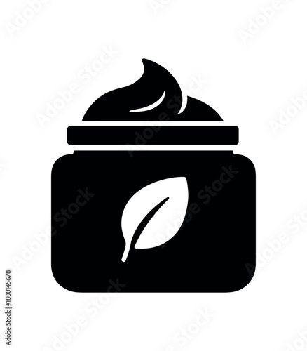 face cream jar flat black solid vector illustration isolated on white background