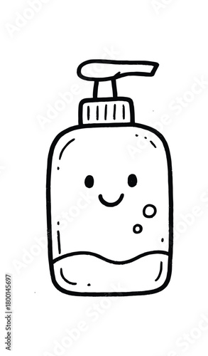 handdrawn cute doodle style body lotion bottle vector line illustration