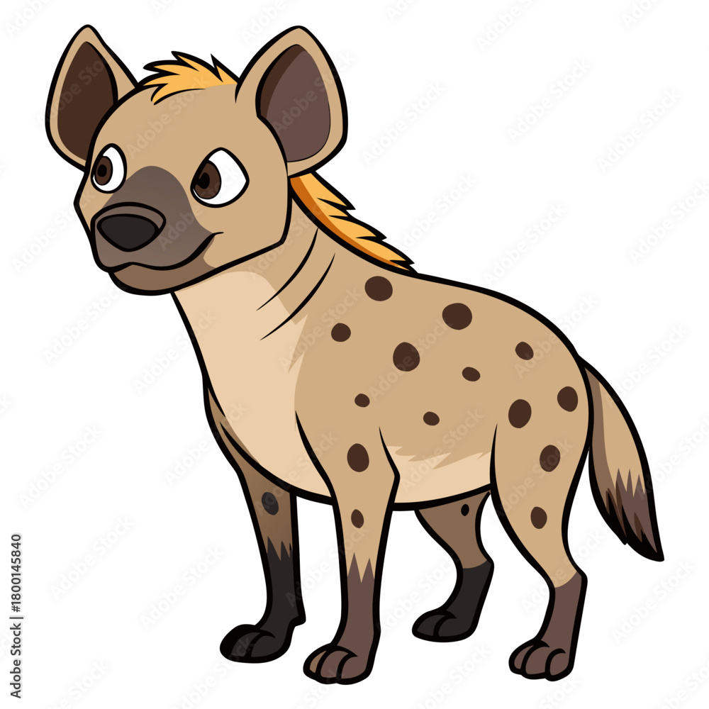 Obraz premium Cute cartoon hyena standing on a white background