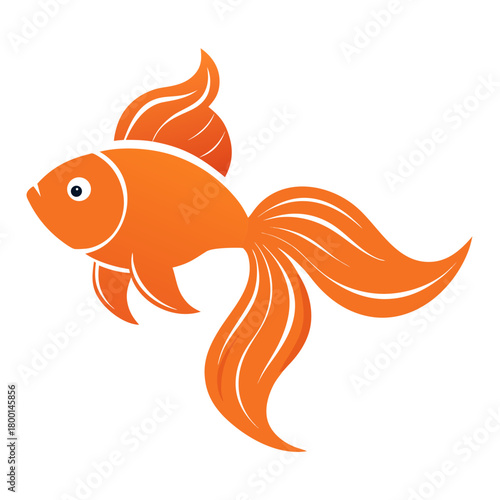 Stylized orange goldfish illustration with flowing fins