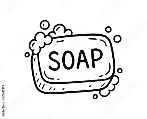 handdrawn cute doodle style soap bar vector line illustration
