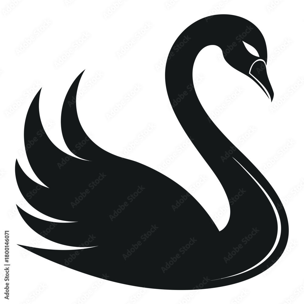 Fototapeta premium Elegant black swan silhouette icon vector art