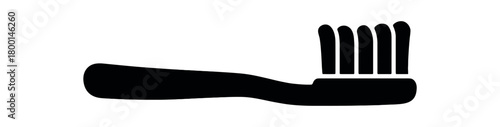 toothbrush flat black solid vector illustration isolated on white background