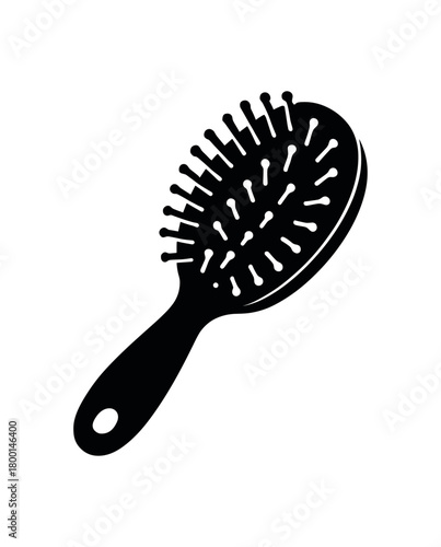 hairbrush flat black solid vector illustration isolated on white background