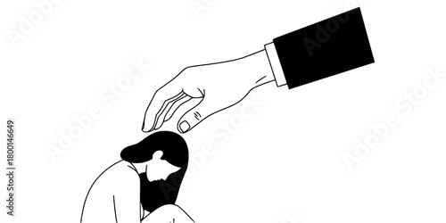 Compassionate Hand Supporting Mother's Head Flat Vector
