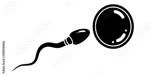 Fertility Sperm Reaching Egg Simple Flat Vector Icon