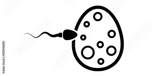 Fertility Sperm Reaching Egg Simple Flat Vector Icon