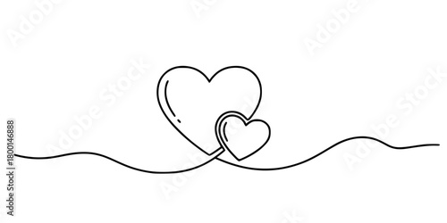 Two Hearts Umbilical Cord Mother Child Bond Line Art Vector