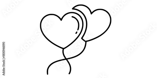 Two Hearts Umbilical Cord Mother Child Bond Line Art Vector