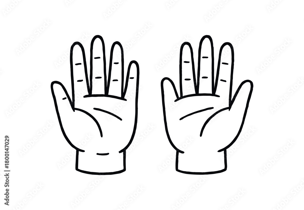 Fototapeta premium handdrawn cute doodle style open hands vector line illustration