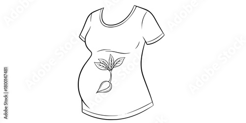 Maternity Shirt Seedling Growth Simple Line Art Vector