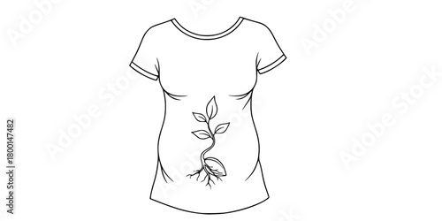 Maternity Shirt Seedling Growth Simple Line Art Vector