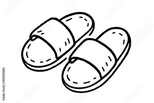 handdrawn cute doodle style slippers vector line illustration