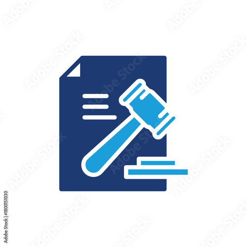 Justice System Contract Law Icon with Gavel colored icon vector design good for web or mobile app