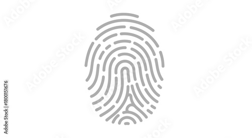A simple gray illustration of a human fingerprint with visible ridges