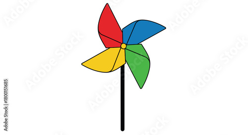Colorful pinwheel toy with red yellow blue and green blades on a stick