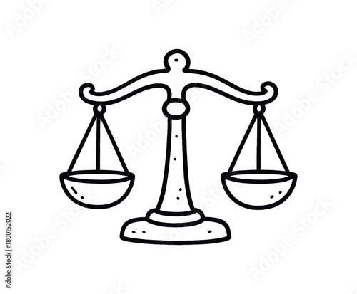 handdrawn cute doodle style apothecary scale vector line illustration