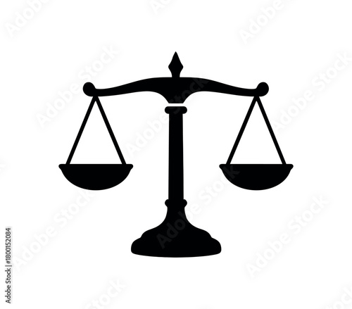 apothecary scale flat black solid vector illustration isolated on white background