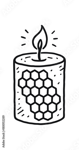 handdrawn cute doodle style beeswax candle vector line illustration