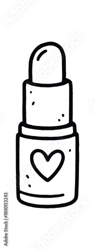 handdrawn cute doodle style lip balm stick vector line illustration