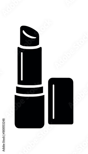 lip balm stick flat black solid vector illustration isolated on white background