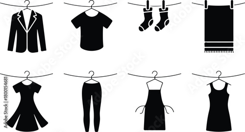 Hang Out Clothes Icon Set Clothes Drying Icon Pack