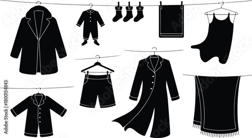 Hang Out Clothes Icon Set Clothes Drying Icon Pack