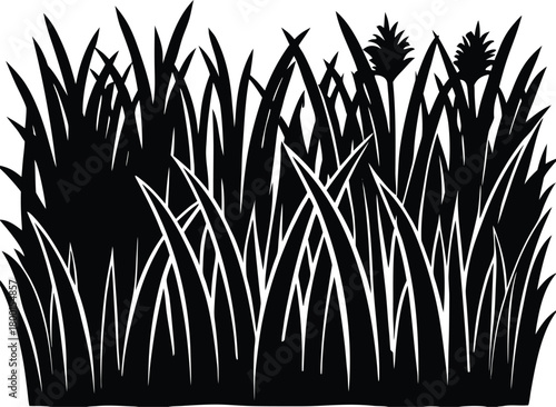 Meadow Grass Row Silhouette | Line of Meadow Grass