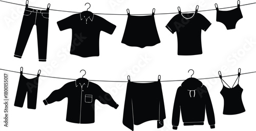 Hang Out Clothes Icon Set Clothes Drying Icon Pack