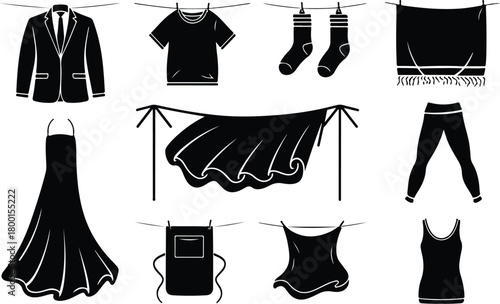 Hang Out Clothes Icon Set Clothes Drying Icon Pack