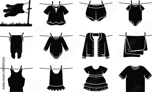 Hang Out Clothes Icon Set Clothes Drying Icon Pack