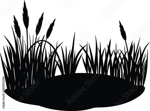 Fotomural Pond Edge Grass Silhouette | Grass at Water Pond Edge
