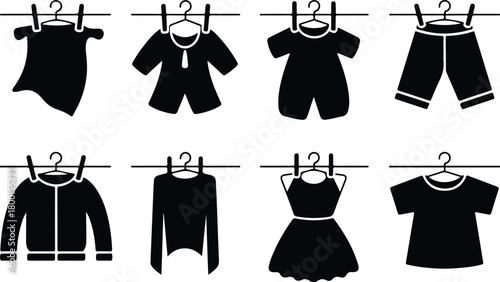 Hang Out Clothes Icon Set Clothes Drying Icon Pack