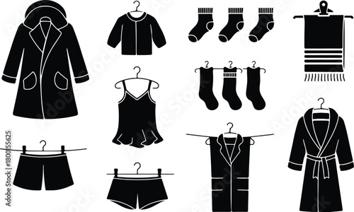 Hang Out Clothes Icon Set Clothes Drying Icon Pack