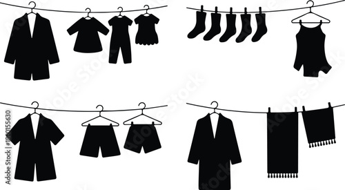 Hang Out Clothes Icon Set Clothes Drying Icon Pack