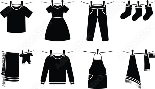 Hang Out Clothes Icon Set Clothes Drying Icon Pack