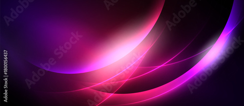 Abstract background features flowing curves, vibrant pinks, purples. Soft glow creates dynamic visual experience. Smooth gradients dominate composition.