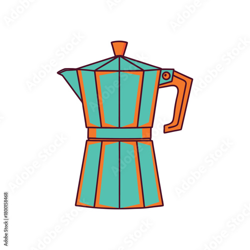 Retro Italian stovetop Moka pot vector illustration for coffee lovers