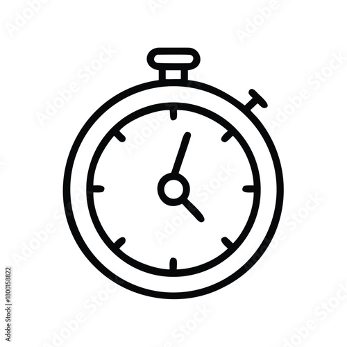 Analog Clock Vector Minimalist Sporty Stroke Scalable Flat Icon