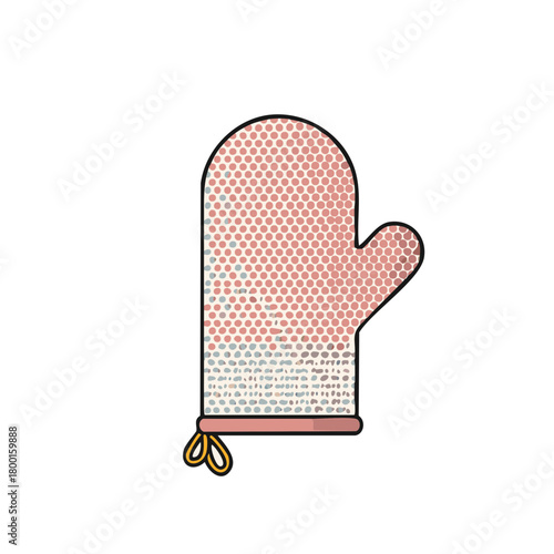 Cute kitchen oven mitt graphic in pink and grey with halftone dots perfect for baking and heat protection