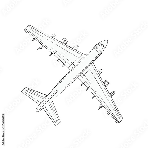 Airplane illustration line drawing
