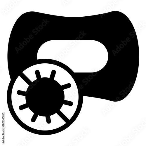 Soap and bacteria ban solid icon, antibacterial agent concept. Vector graphics. Soap sign on white background, style icon mobile or web design.